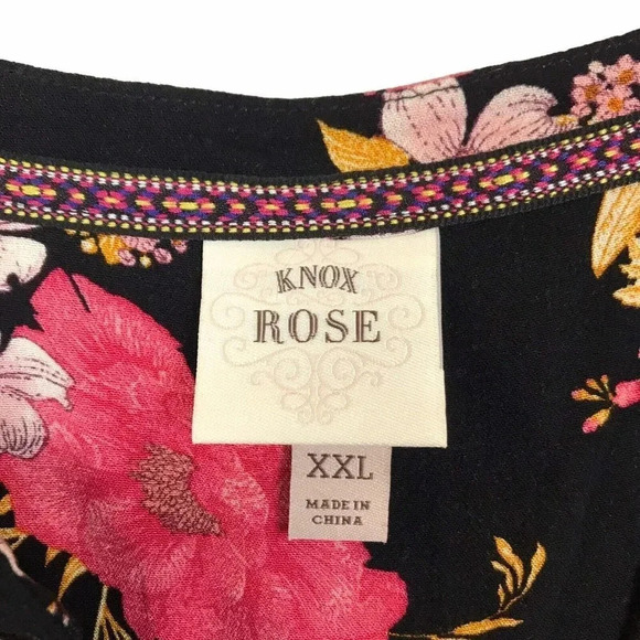 Knox Rose Womens Size XXL 2XL Floral Button Up Short Sleeve Top Shirt Career - Picture 8 of 13